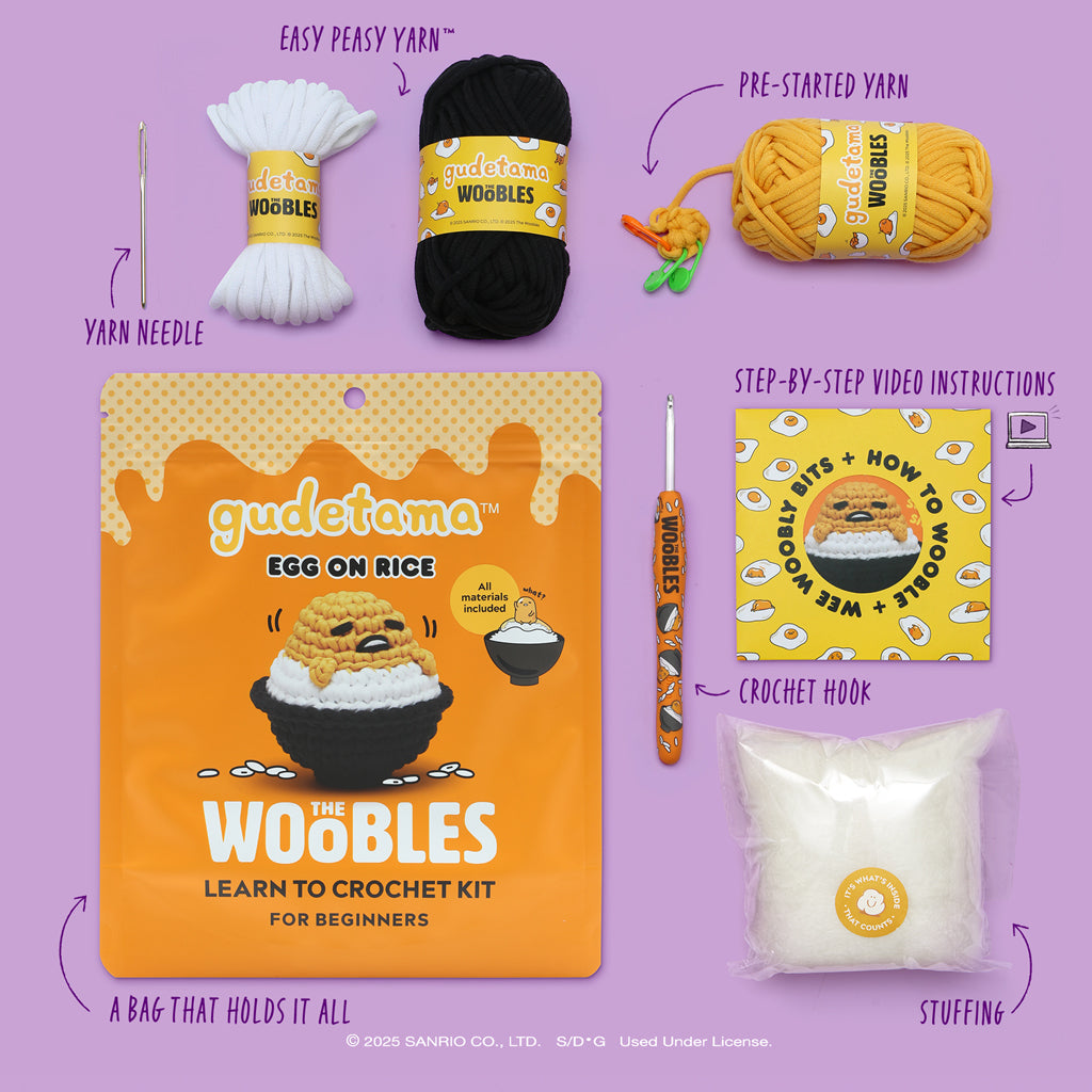 Gudetama™ Egg on Rice Crochet Kit for Beginners | The Woobles