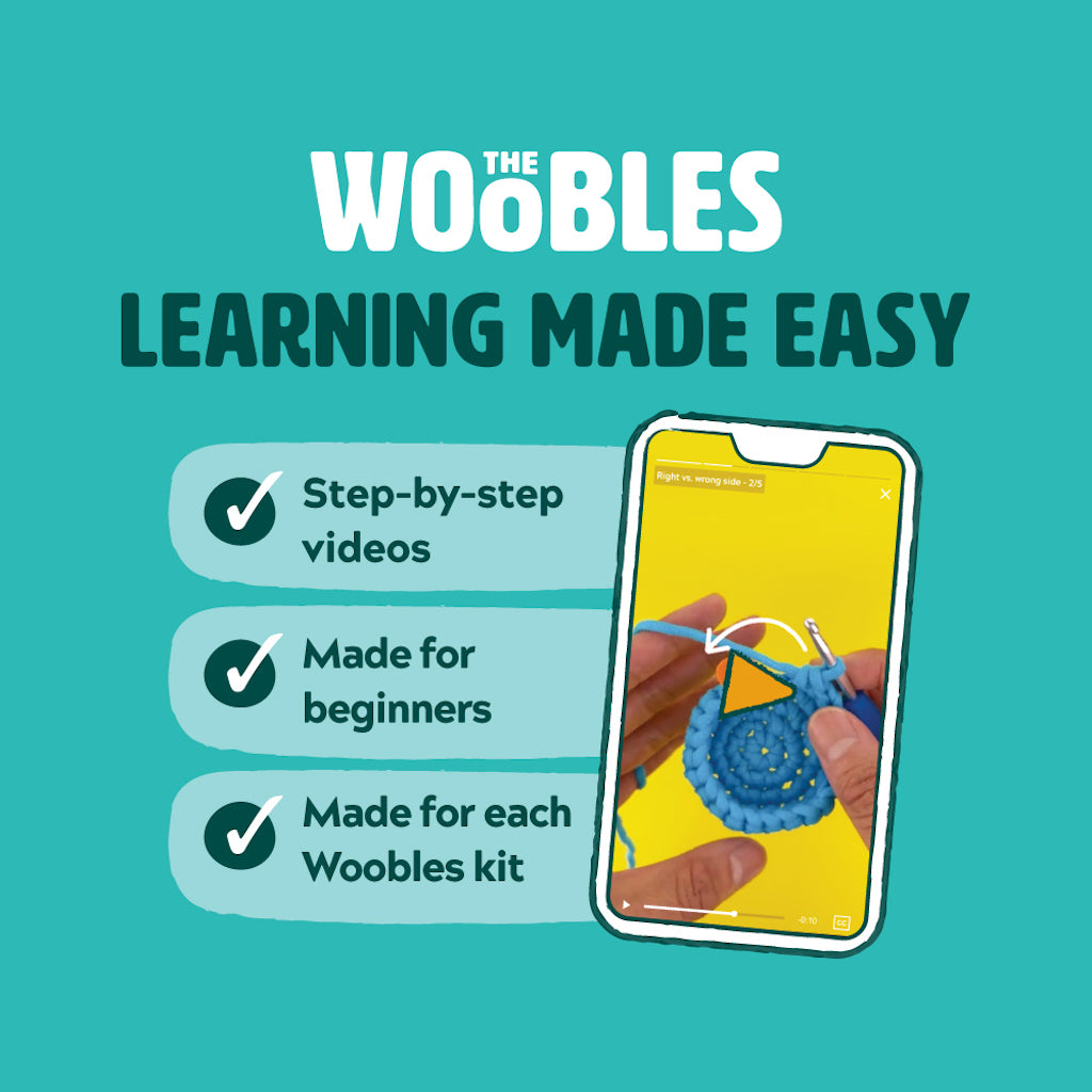 The Woobles Kit de ganchillo para principiantes con hilo Easy Peasy como se  ve en Shark Tank - Kit de ganchillo para principiantes con tutoriales en