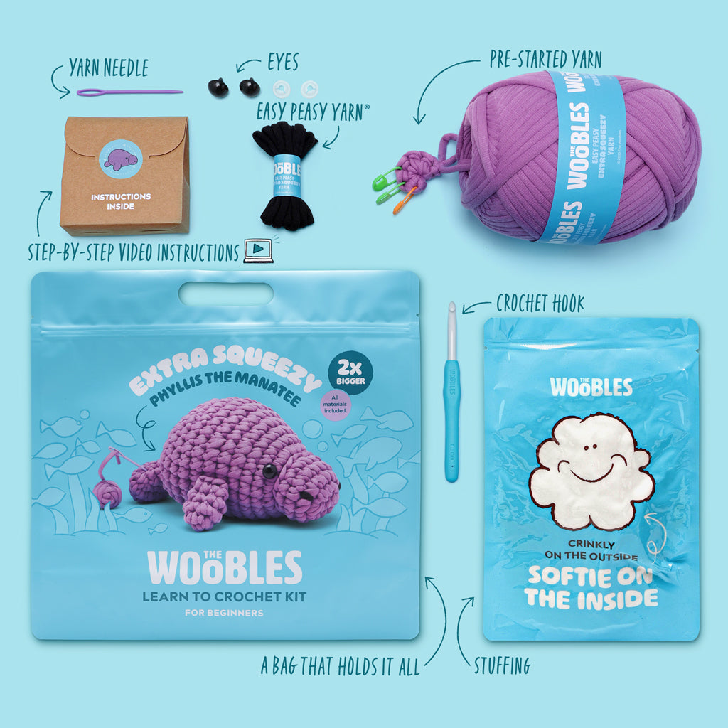 Phyllis the Manatee Extra Squeezy Crochet Kit – The Woobles