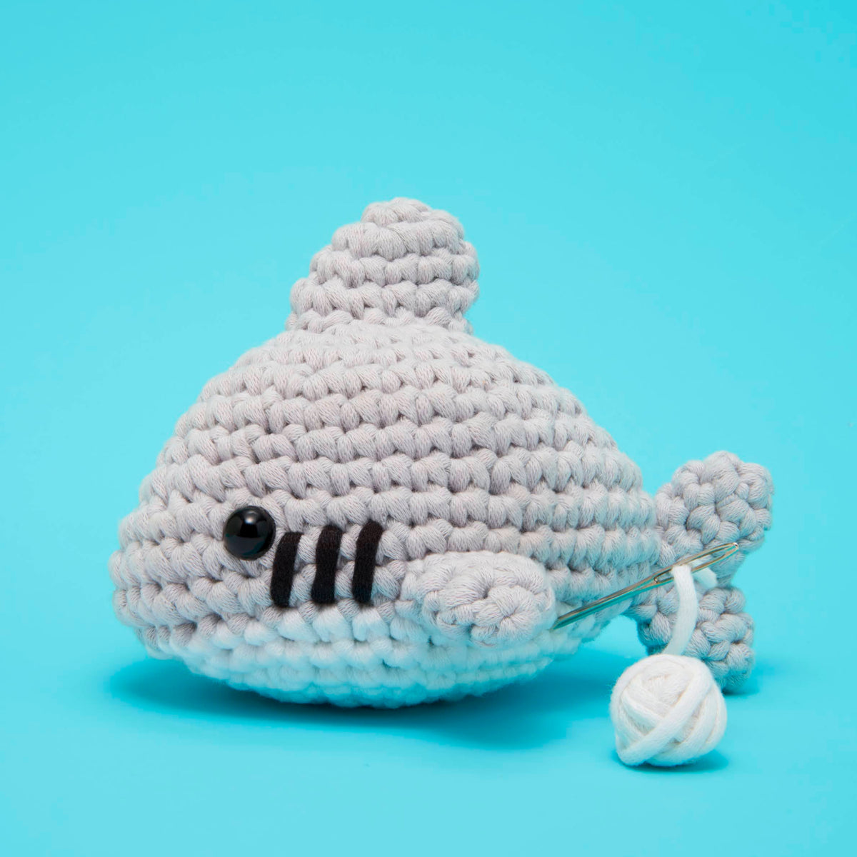 I added the eyes to my narwhal! it's my first amigurumi and it's looking  great! : r/crochet