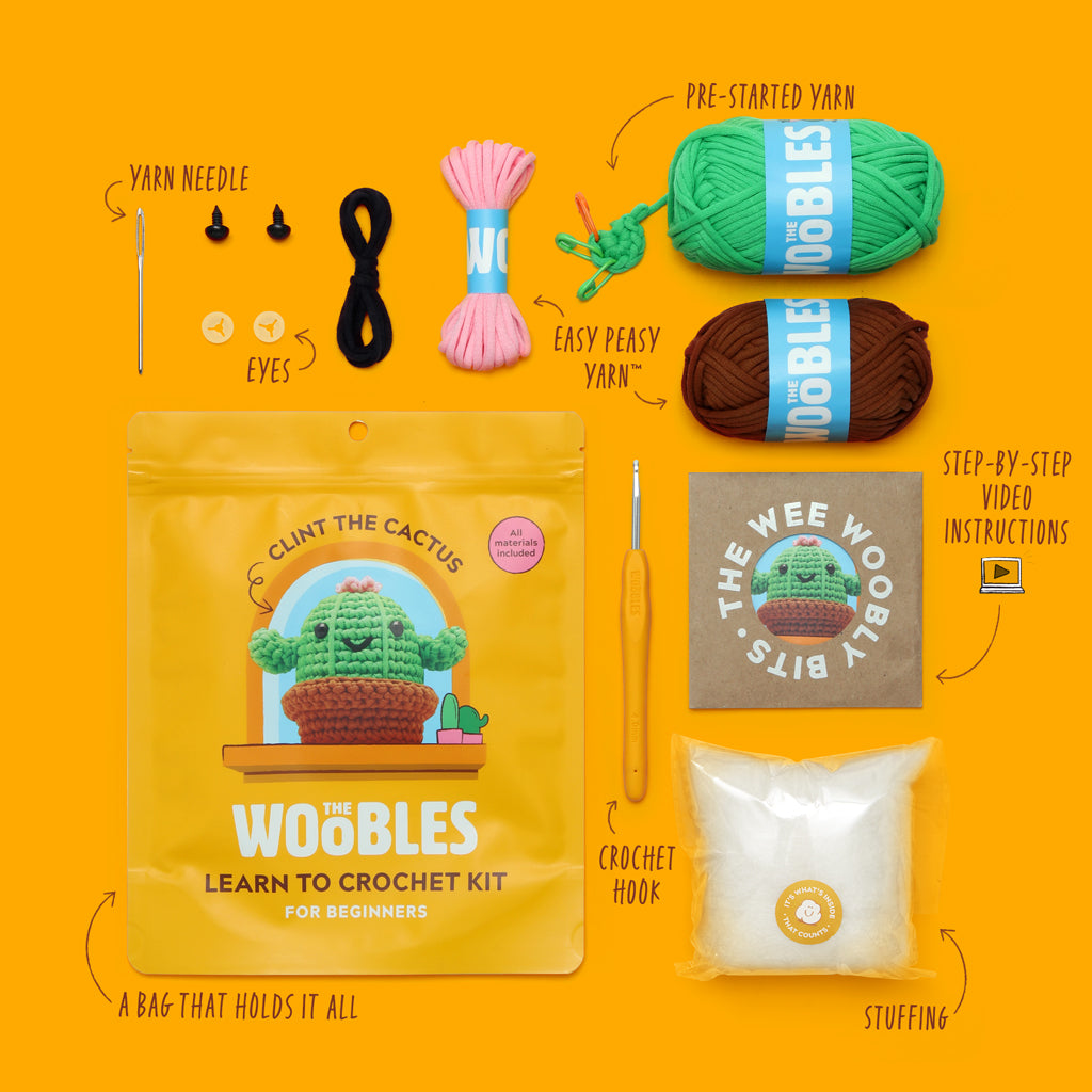 Cactus Crochet Kit Learn to Crochet with The Woobles