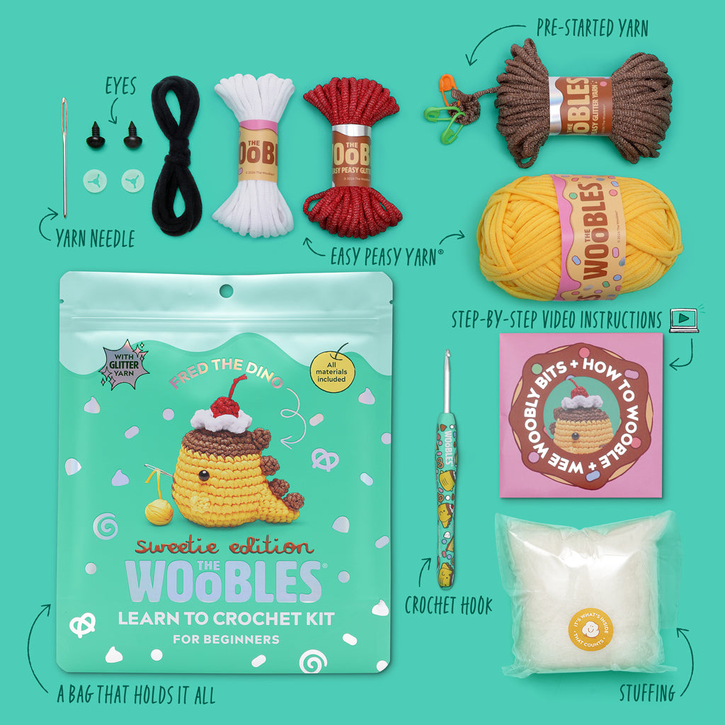 Fred The Dino: Sweetie Edition Crochet Kit | The Woobles
