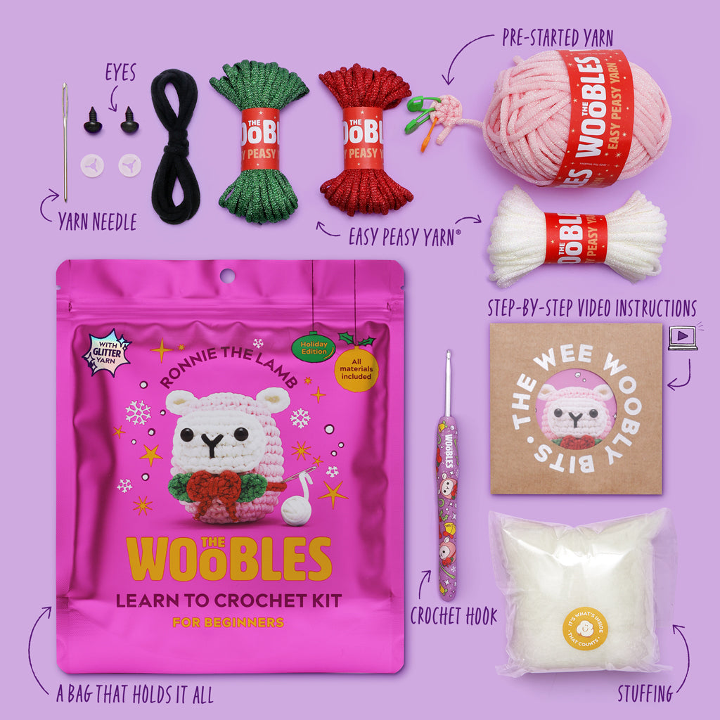 くま　UCスリーブ　硬ミニV 10Set Ronnie the Lamb Crochet Kit | The Woobles