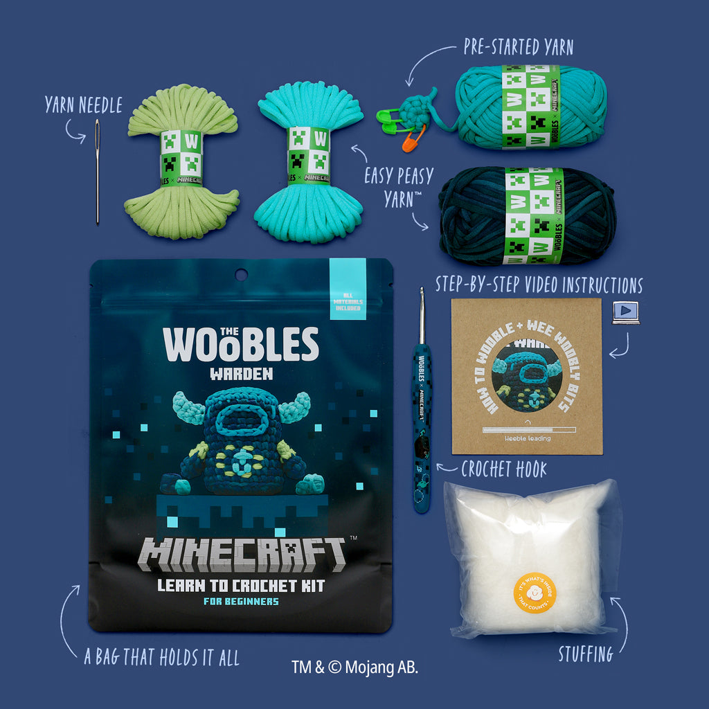 Minecraft Warden Crochet Kit For Beginners The Woobles Minecraft warden crochet kit for beginners the woobles