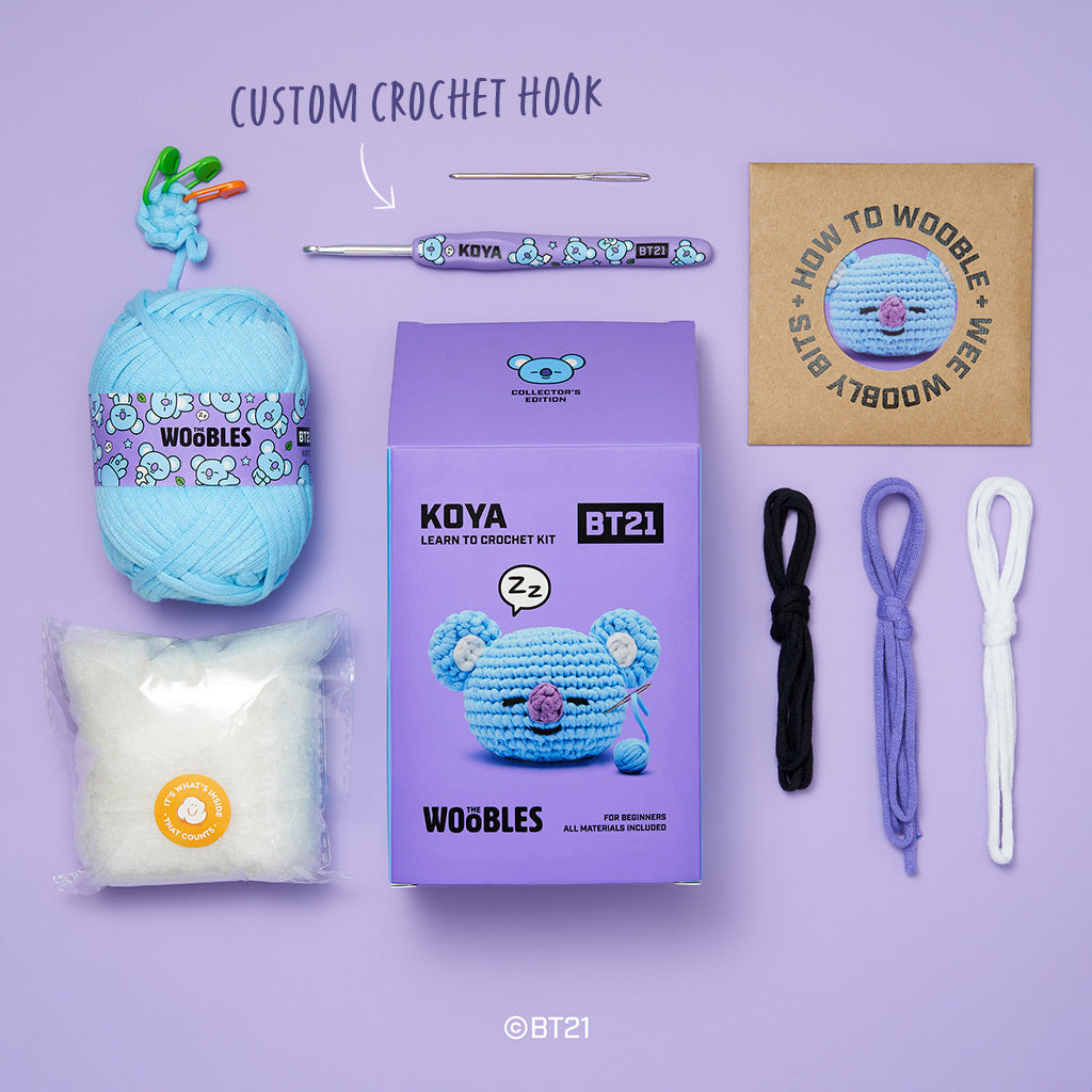 MANG BT21 The Woobles Learn To Crochet Kit For Beginner+/Intermediate With  Hook