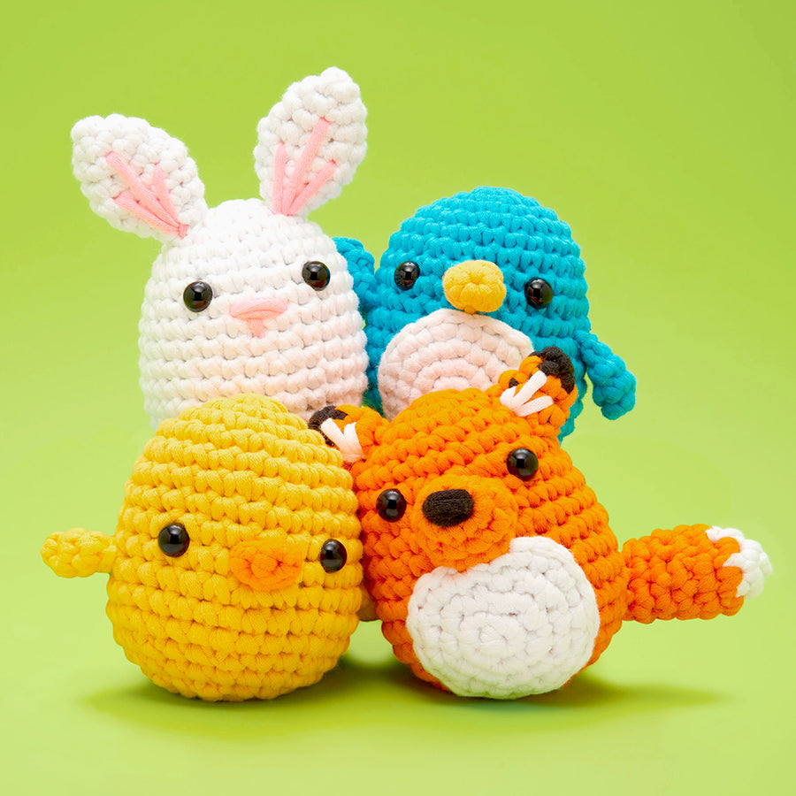 Wobbles Crochet Animal Kit 3 Pack Elk/Tiger/Frog Crochet Starter Kit with  Step-by-Step Video Crochet for Kids Adults Beginner