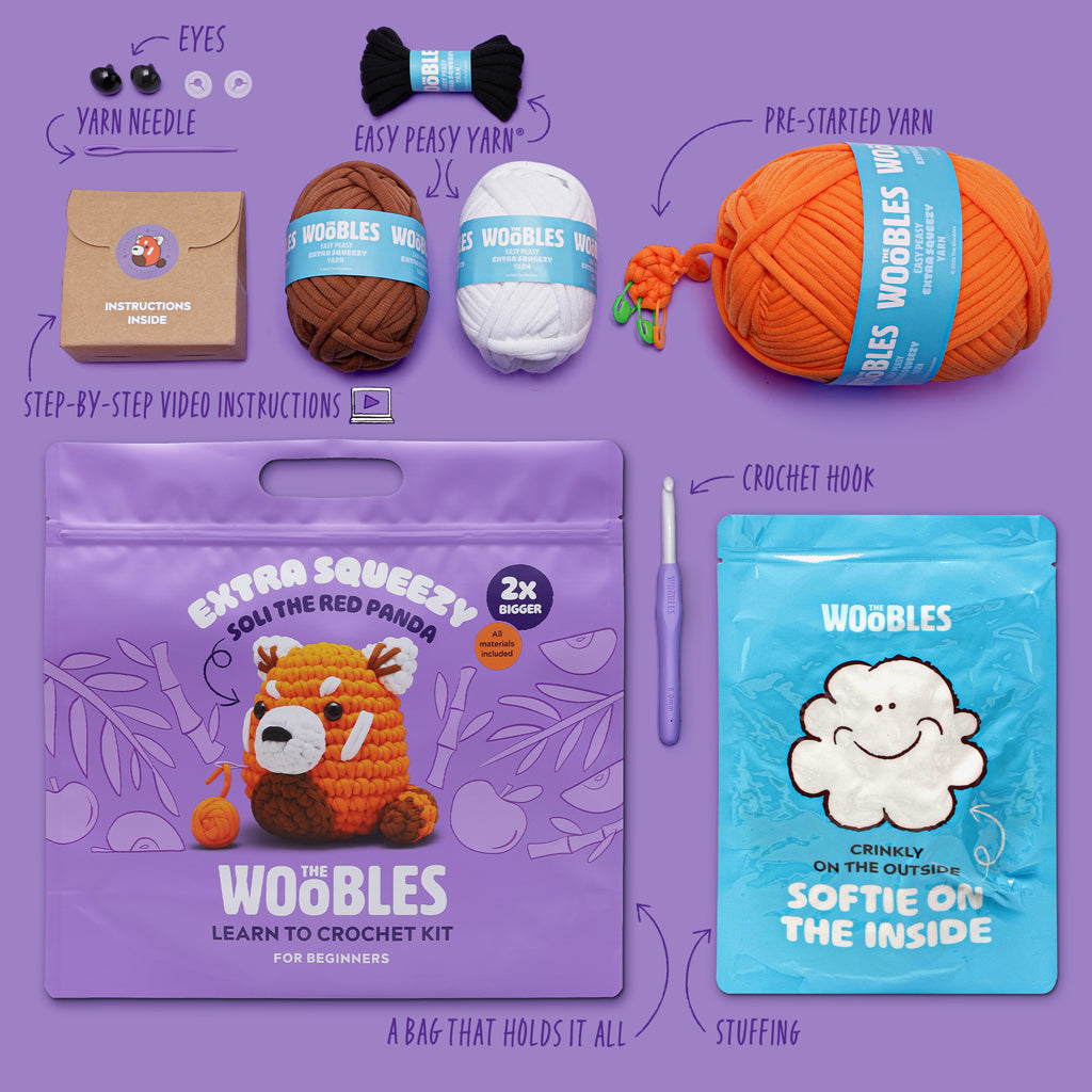 Soli the Red Panda Extra Squeezy Crochet Kit – The Woobles